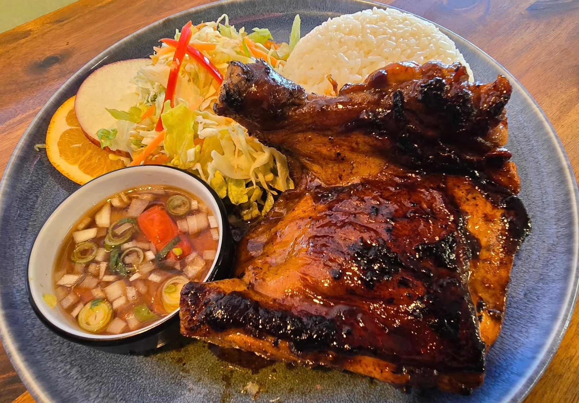 Grilled BBQ chicken plate